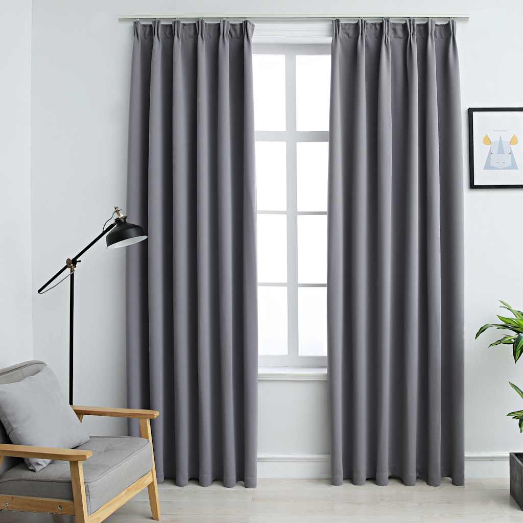 Zavjese za zamračivanje s kukama 2 kom sive 140 x 225 cm