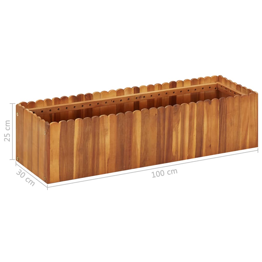 Vrtna posuda za sadnju od masivnog bagremovog drva 100x30x25 cm