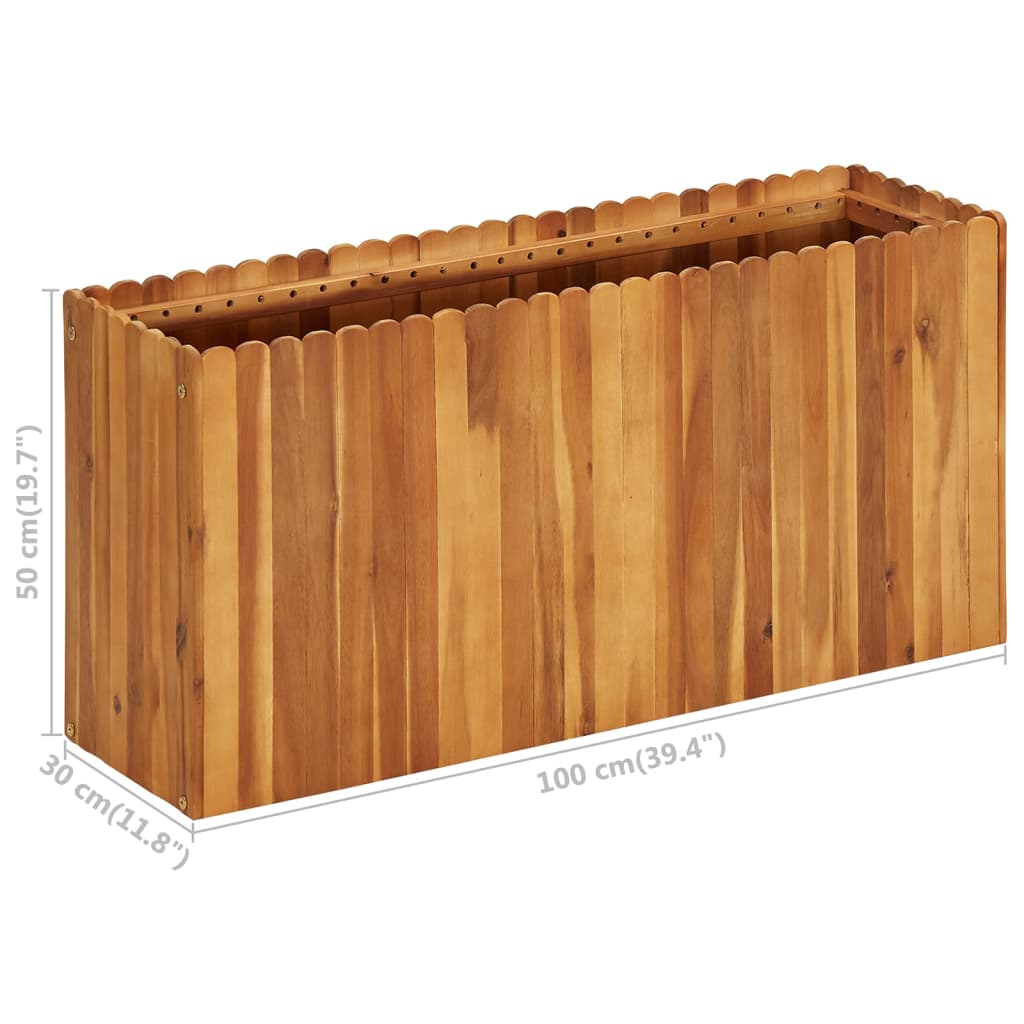 Vrtna posuda za sadnju od masivnog bagremovog drva 100x30x50 cm