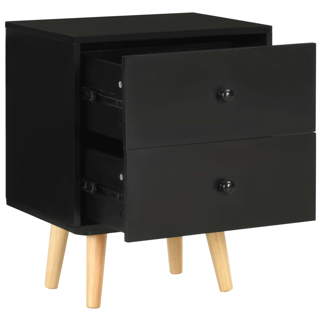 Noćni ormarići 2 kom crni 40 x 30 x 50 cm od masivne borovine