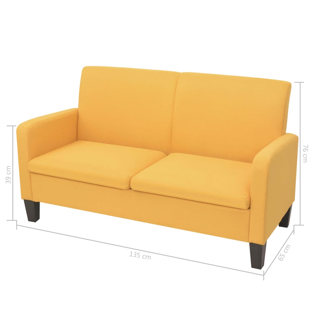 2-dijelni set sofa od tkanine žuti