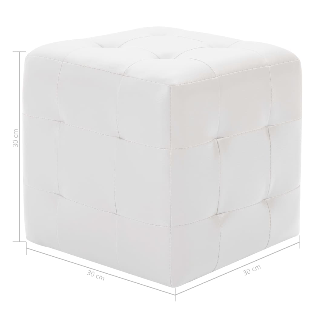 Tabure 2 kom bijeli 30 x 30 x 30 cm od umjetne kože