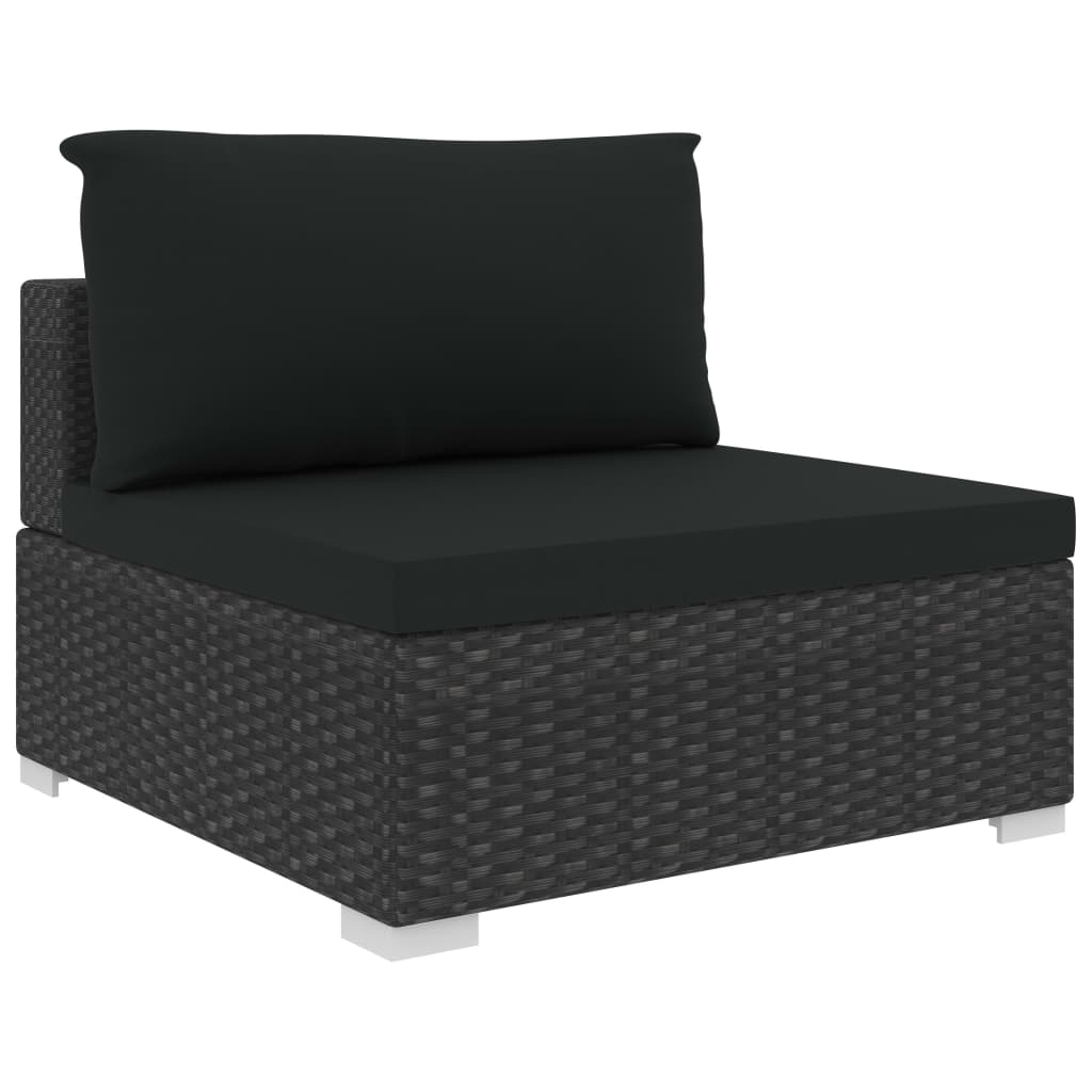 12-dijelna vrtna garnitura od poliratana s jastucima crna