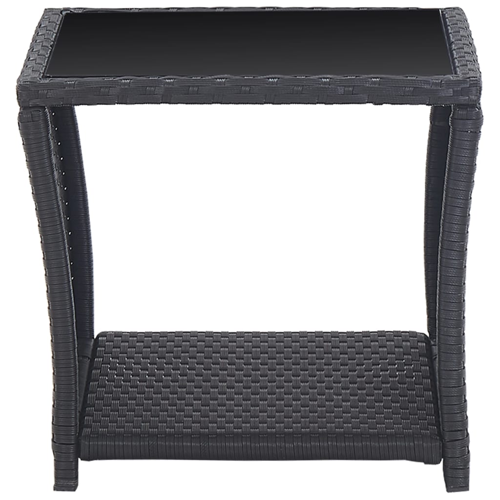 3-dijelni bistro set od poliratana s jastucima crni