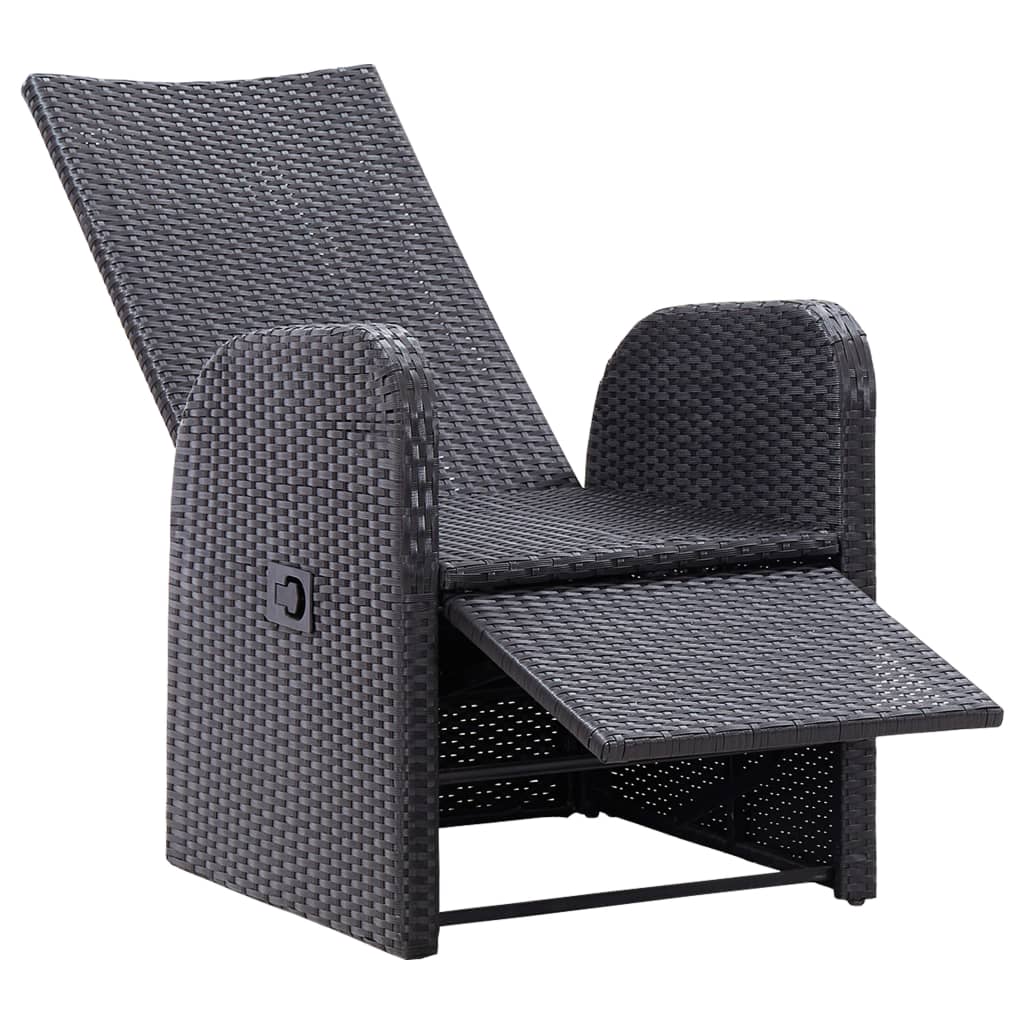 3-dijelni bistro set od poliratana s jastucima crni