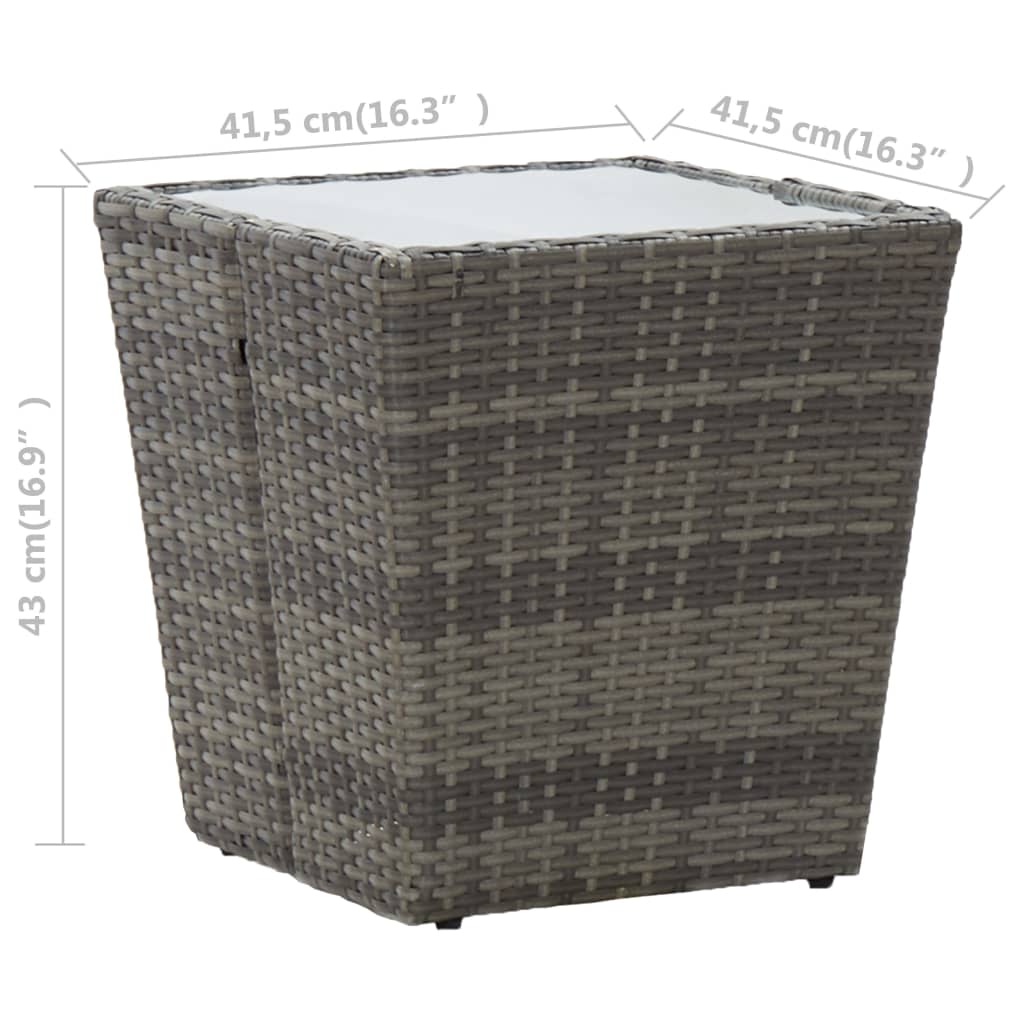 Stolić za čaj sivi 41,5x41,5x43cm poliratana od kaljenog stakla