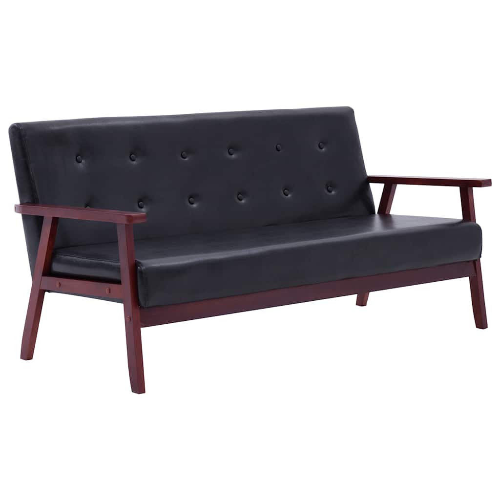 2-dijelni set sofa od umjetne kože crni