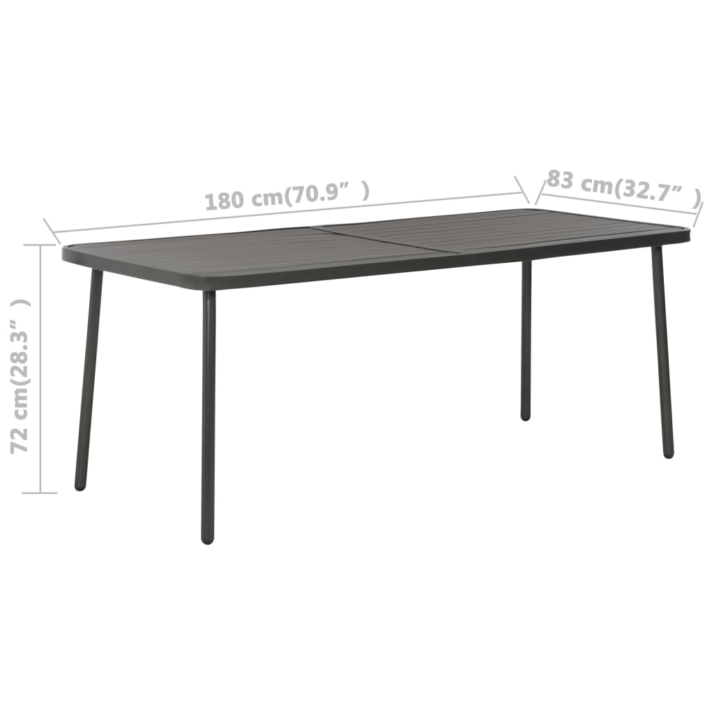 Vrtni stol tamnosivi 180 x 83 x 72 cm čelični