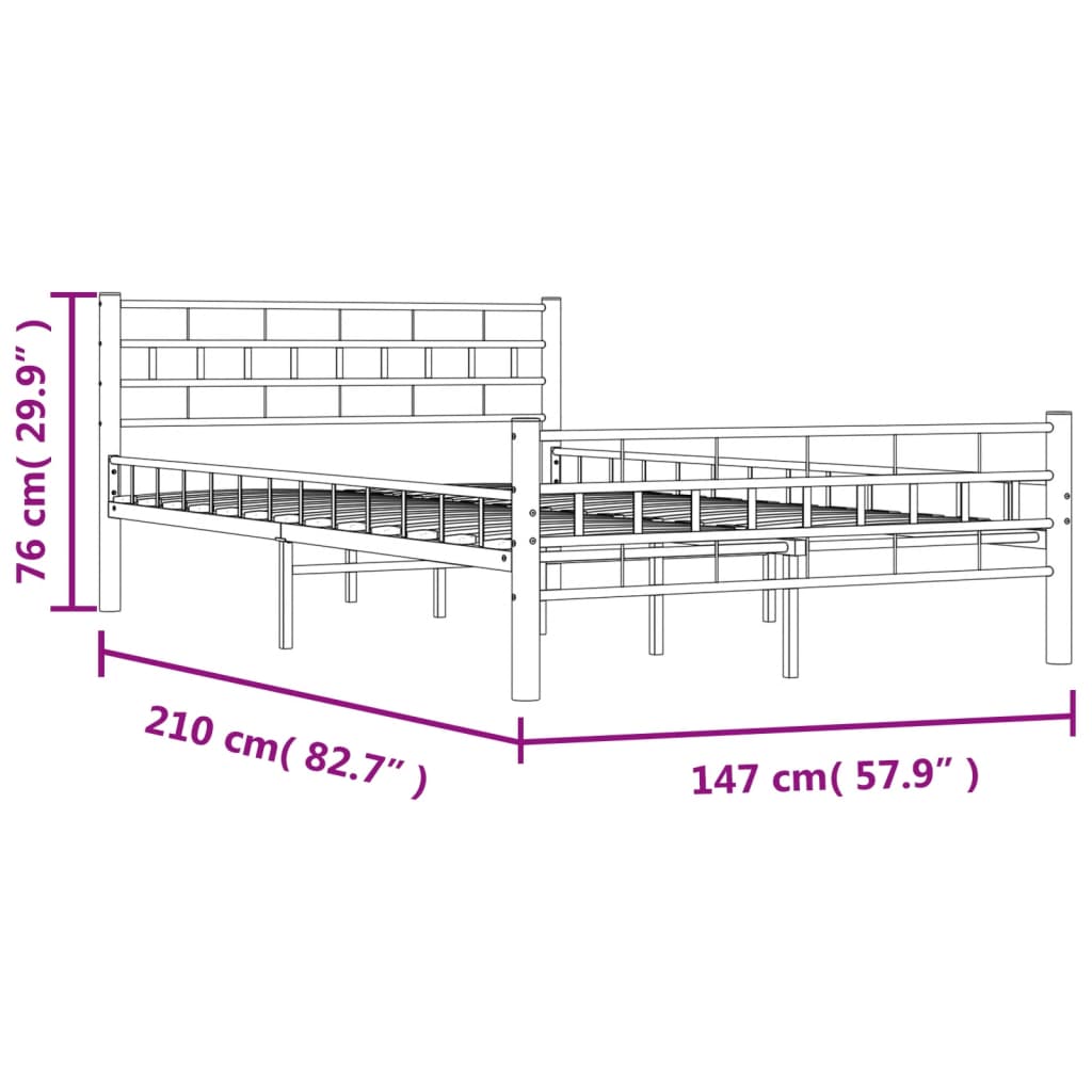 Okvir za krevet bijeli metalni 140 x 200 cm