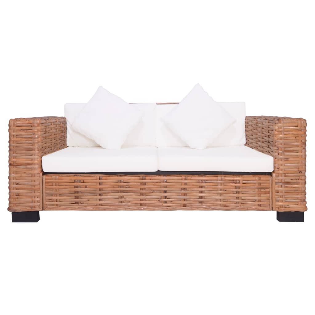 2-dijelni set sofa od prirodnog ratana s jastucima