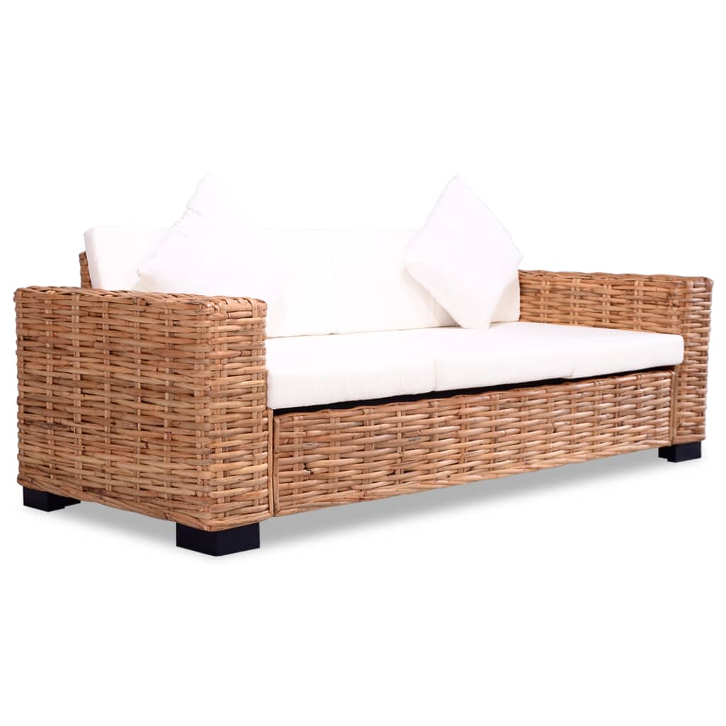 2-dijelni set sofa od prirodnog ratana s jastucima