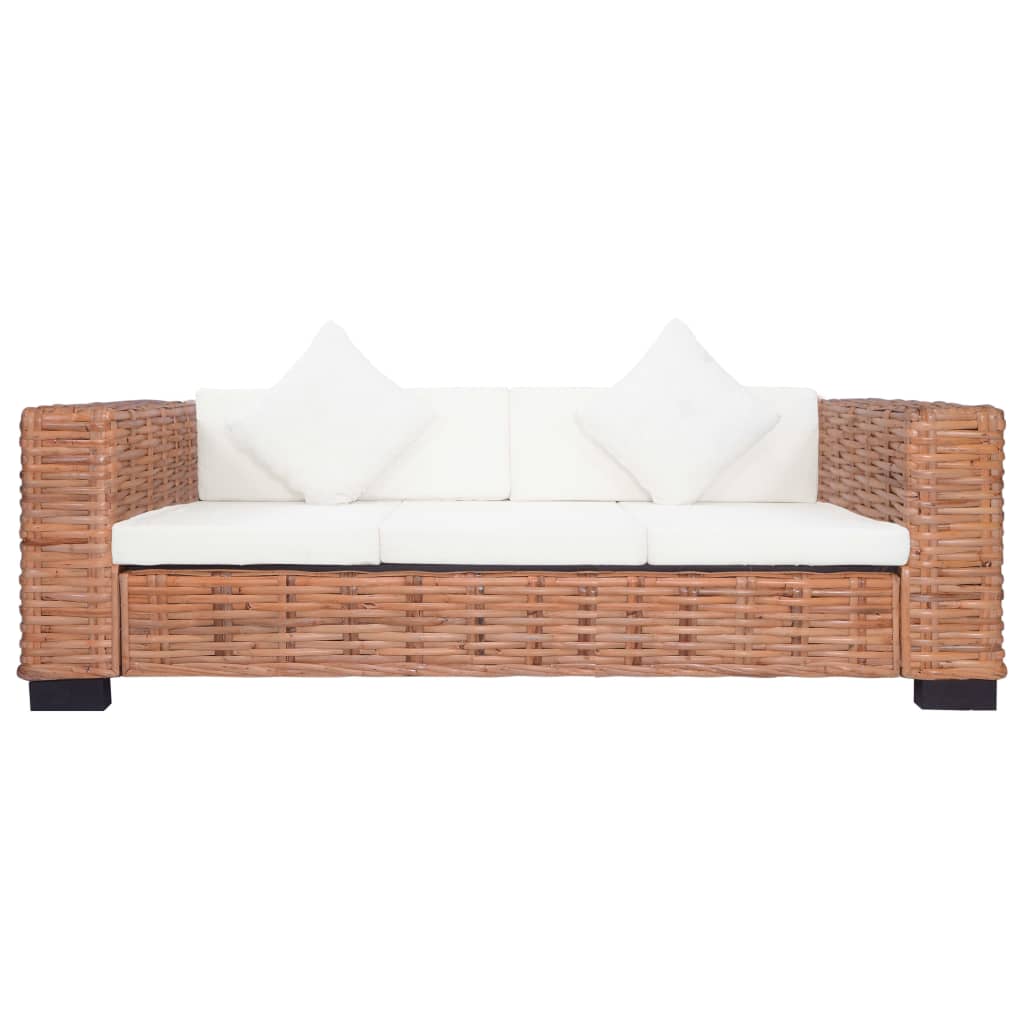 2-dijelni set sofa od prirodnog ratana s jastucima