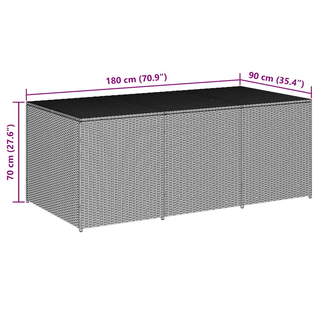 Vrtna kutija za pohranu od poliratana 180 x 90 x 70 cm siva