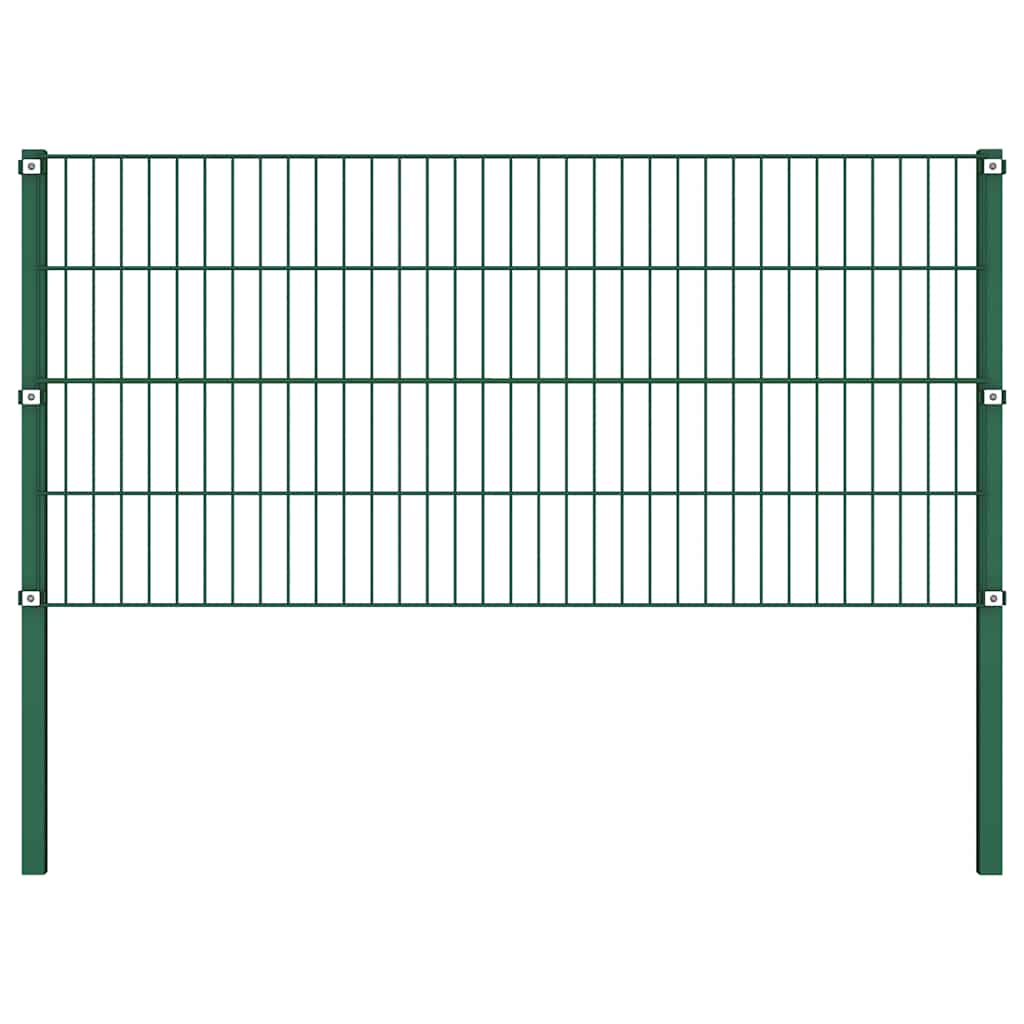 Ogradni panel sa stupovima od željeza 1385x80 cm zeleni