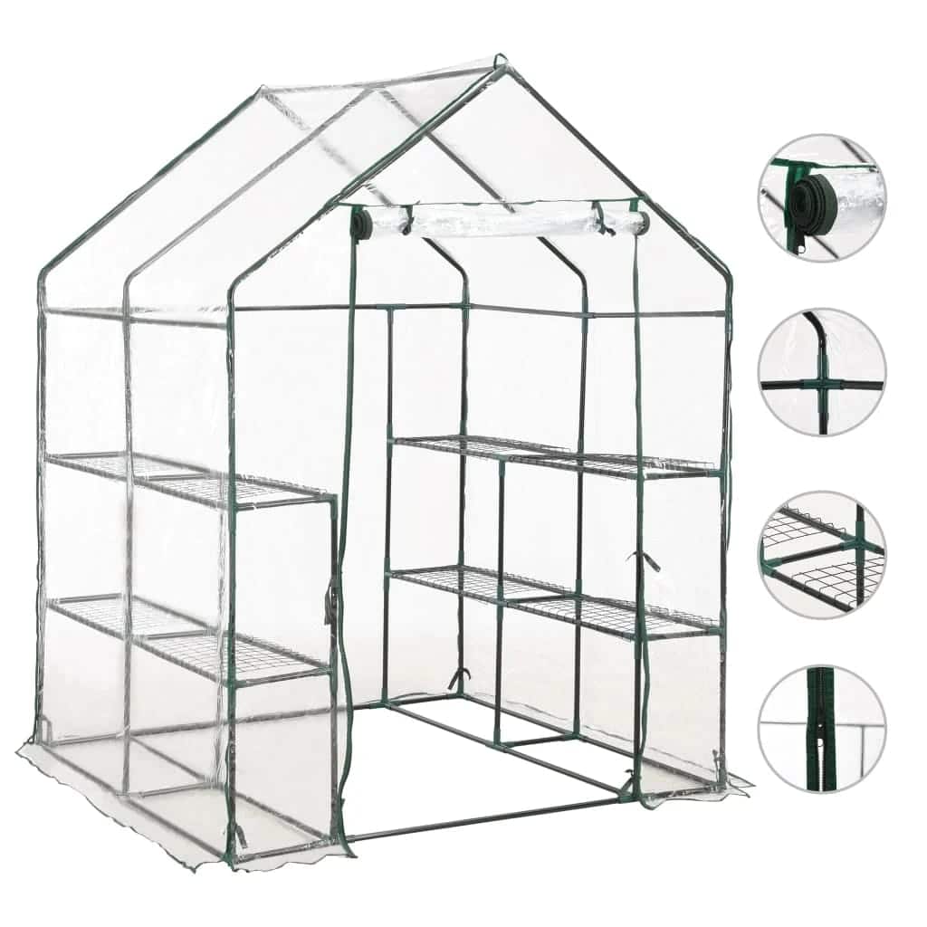 Staklenik s 8 polica 143 x 143 x 195 cm