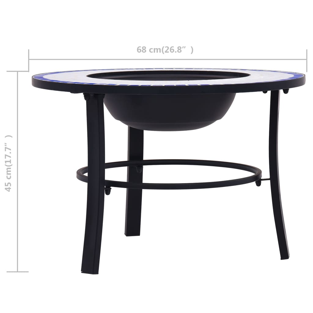 Posuda za vatru s mozaikom plavo-bijela 68 cm keramička