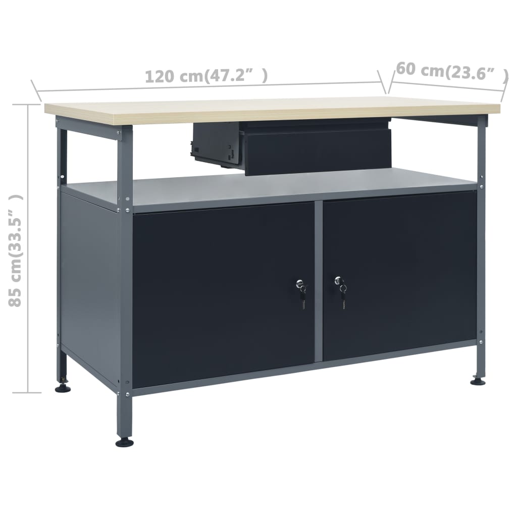Radni stol crni 120 x 60 x 85 cm čelični