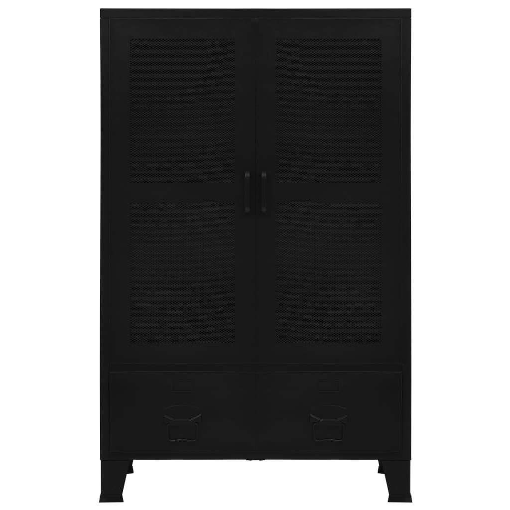 Uredski ormarić s mrežastim vratima crni 75x40x120 cm čelični