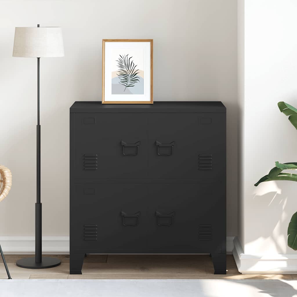 Industrijski sanduk za pohranu crni 75 x 40 x 80 cm čelični