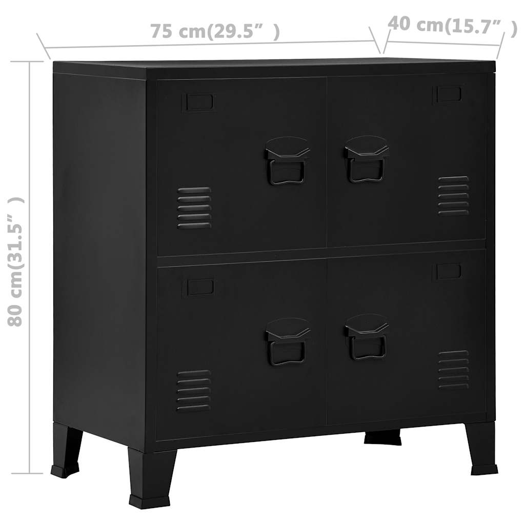 Industrijski sanduk za pohranu crni 75 x 40 x 80 cm čelični