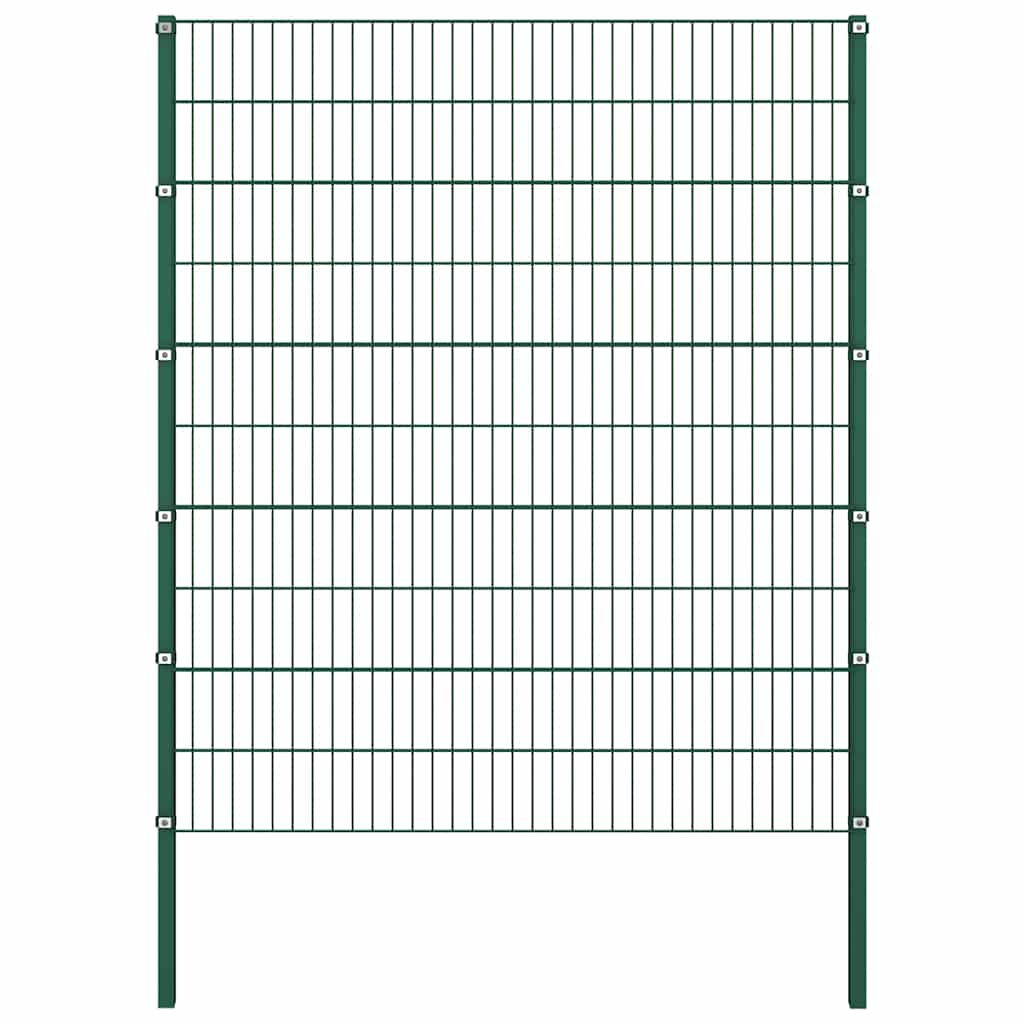 Ogradni panel sa stupovima od željeza 1212 x 200 cm zelene boje