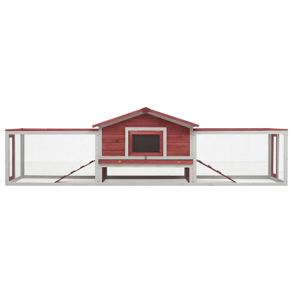 Kavez za zečeve crveni 310x70x87 cm masivna borovina i jelovina