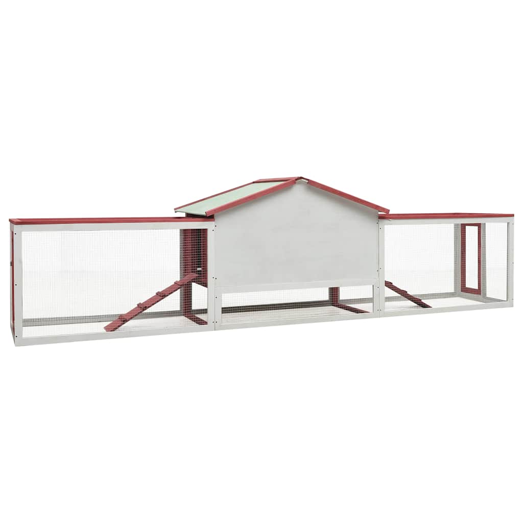 Kavez za zečeve crveni 310x70x87 cm masivna borovina i jelovina