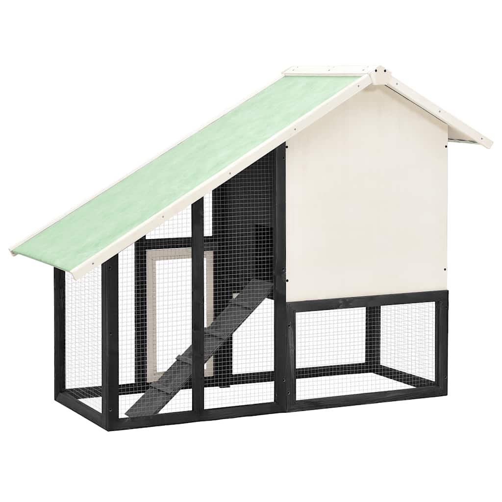 Kavez za zečeve sivo-bijeli 140 x 63 x 120 cm masivna jelovina