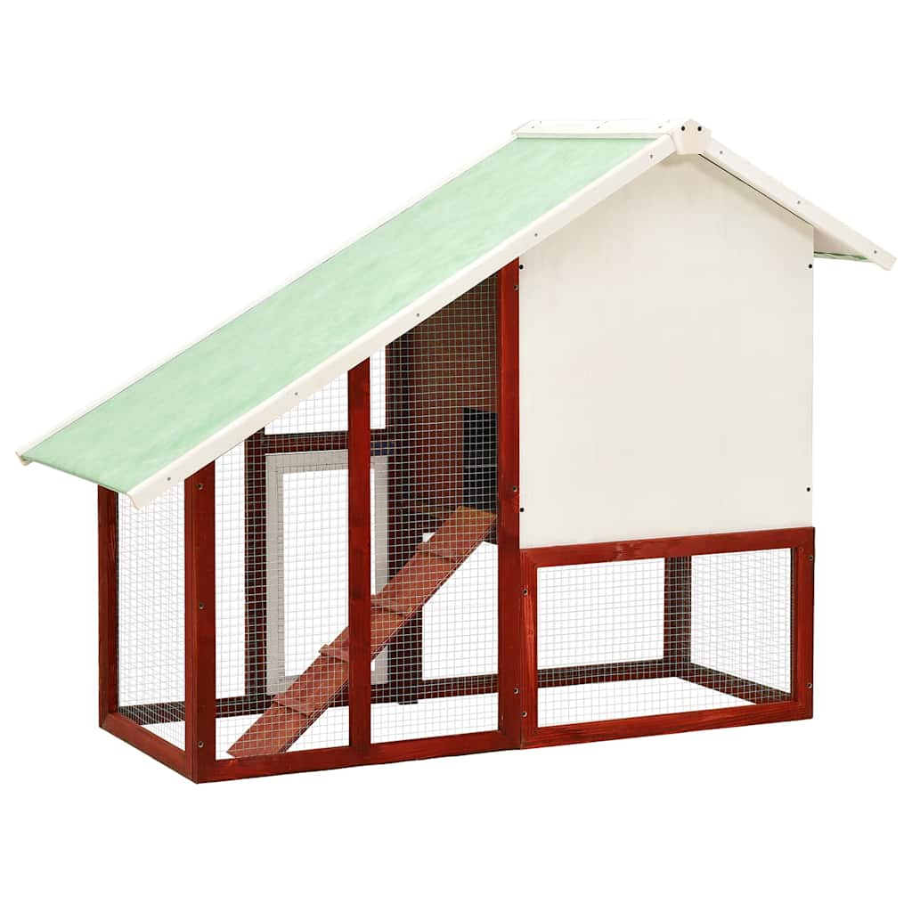 Kavez za zečeve crveno-bijeli 140x63x120 cm od masivne jelovine