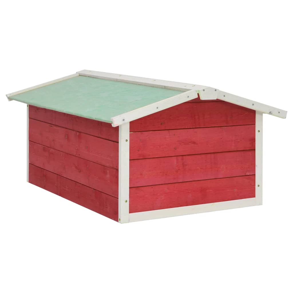Garaža za robotsku kosilicu 72x87x50 cm crveno-bijela jelovina