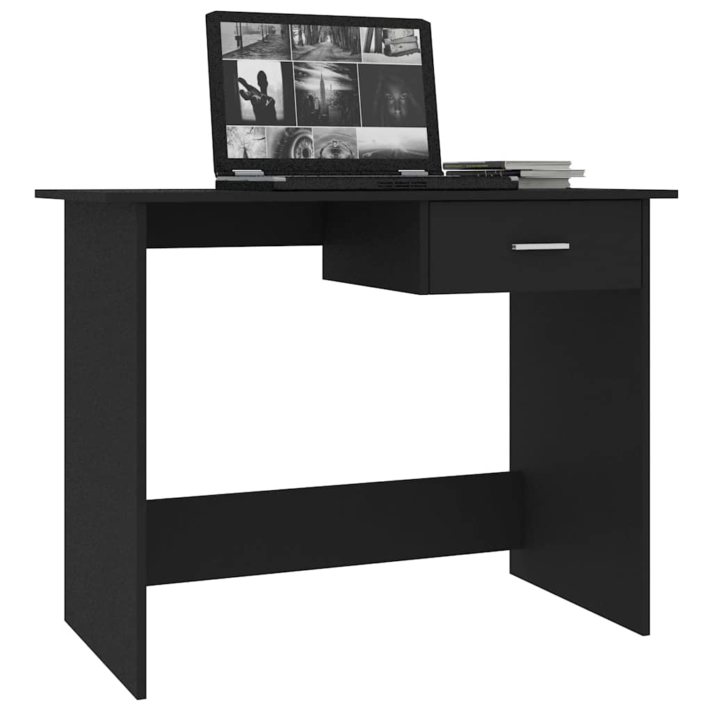 Radni stol crni 100 x 50 x 76 cm od konstruiranog drva Crna
