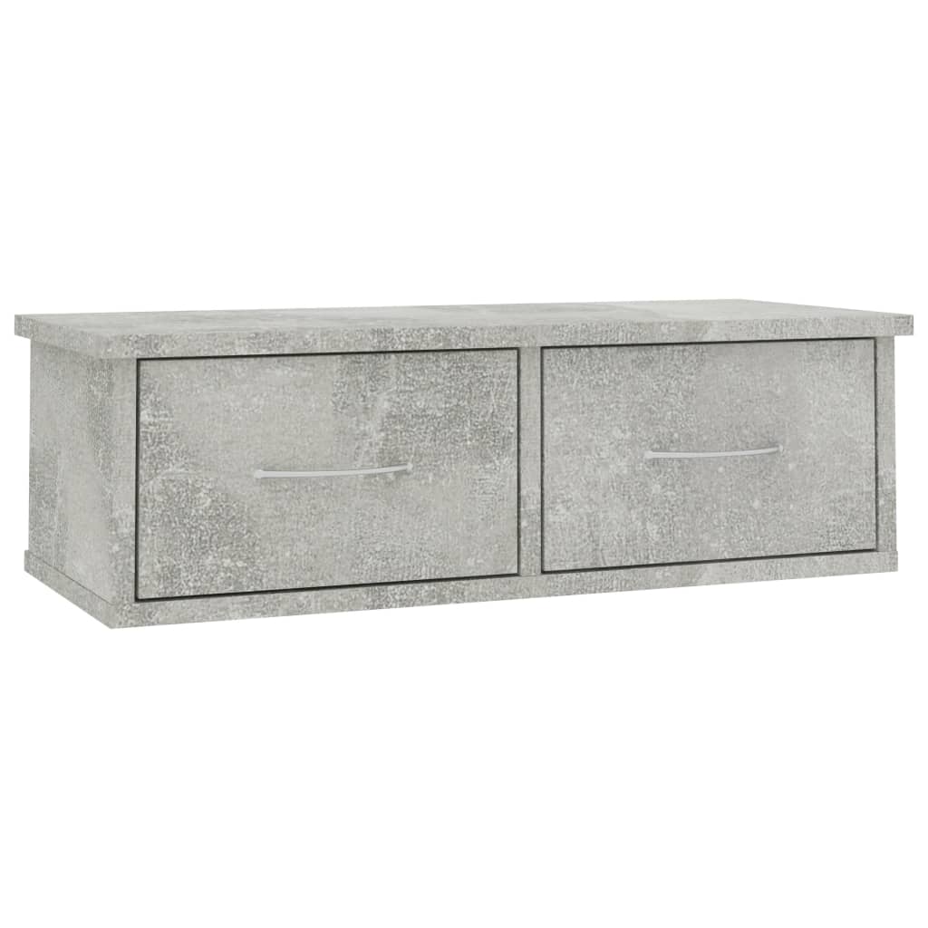 Zidna polica s ladicama boja betona 60 x 26 x 18,5 cm drvena