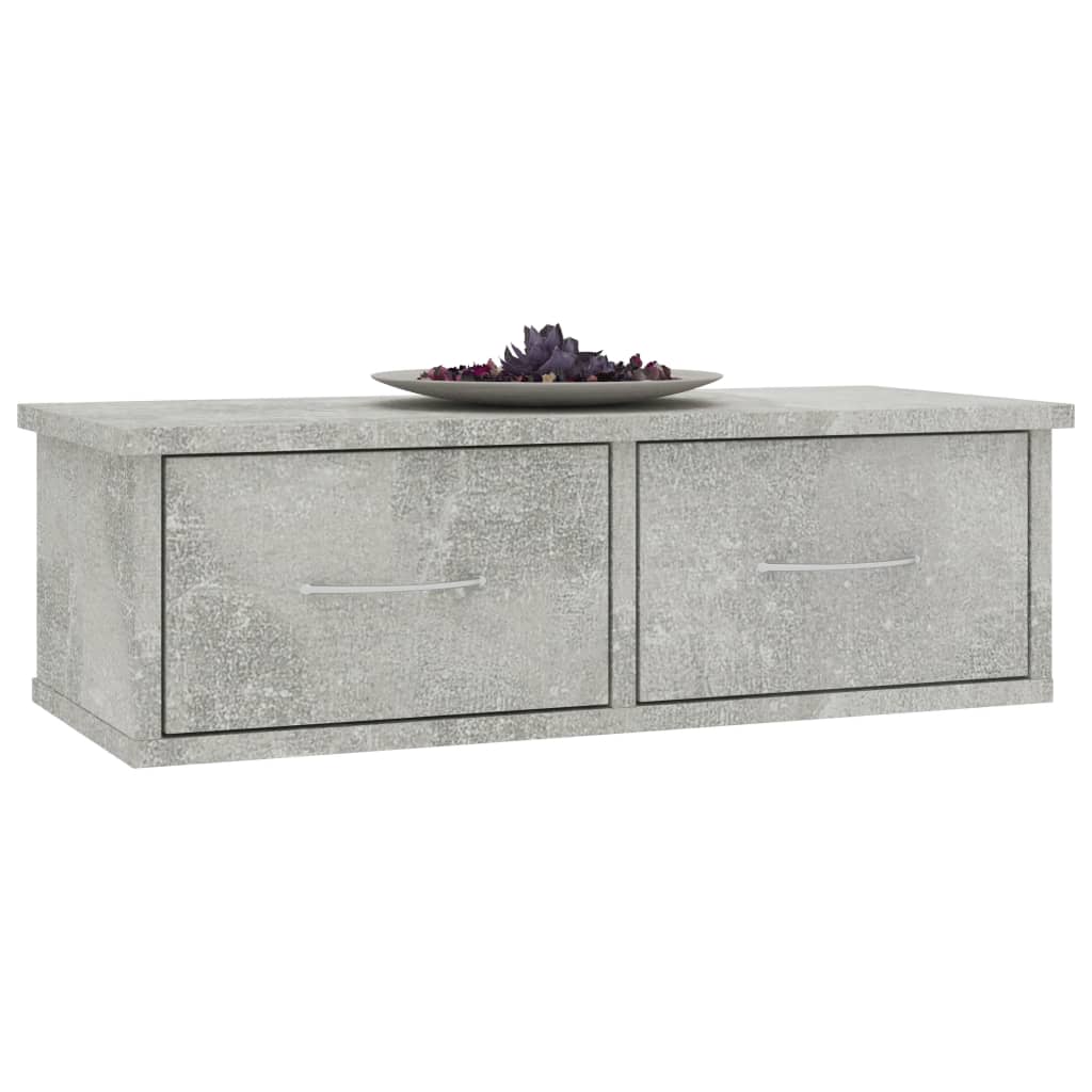 Zidna polica s ladicama boja betona 60 x 26 x 18,5 cm drvena