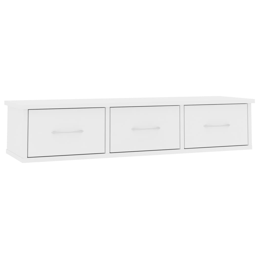 Zidna polica s ladicama bijela 88x26x18,5 cm konstruirano drvo