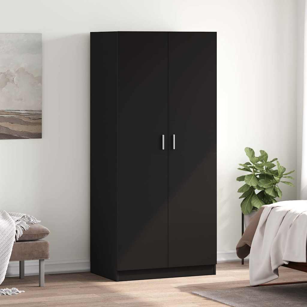 Ormar crni 80 x 52 x 180 cm od konstruiranog drva