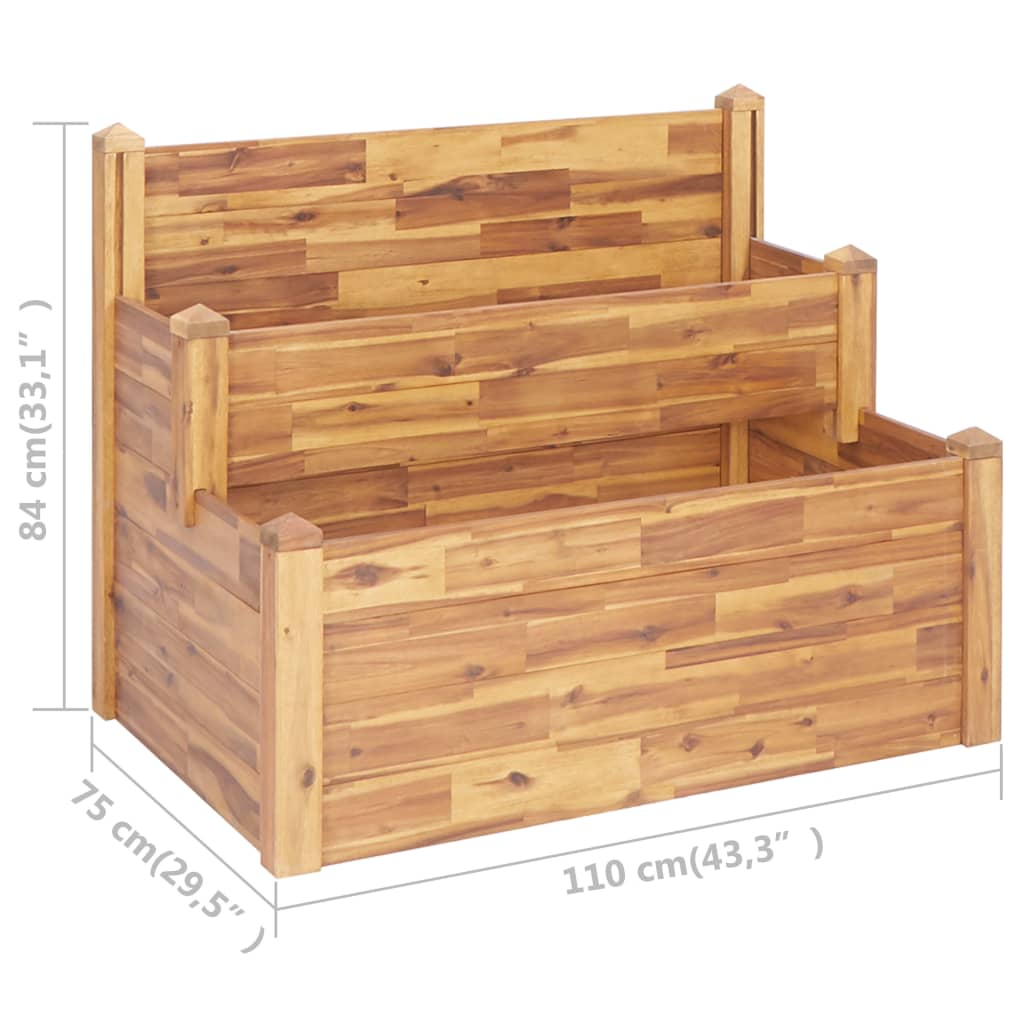 Vrtna sadilica s 2 razine 110x75x84 cm masivno bagremovo drvo