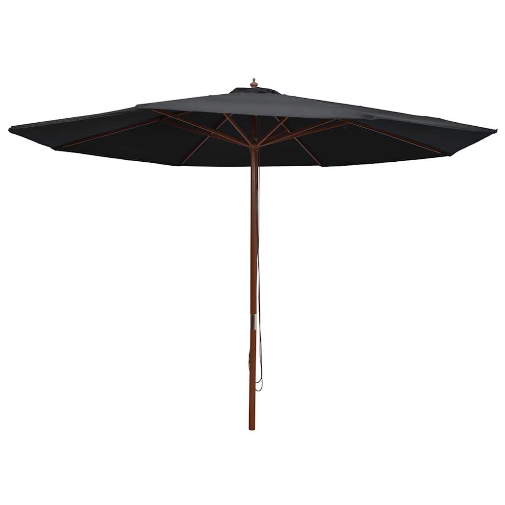 Vrtni suncobran s drvenom šipkom 350 cm crni