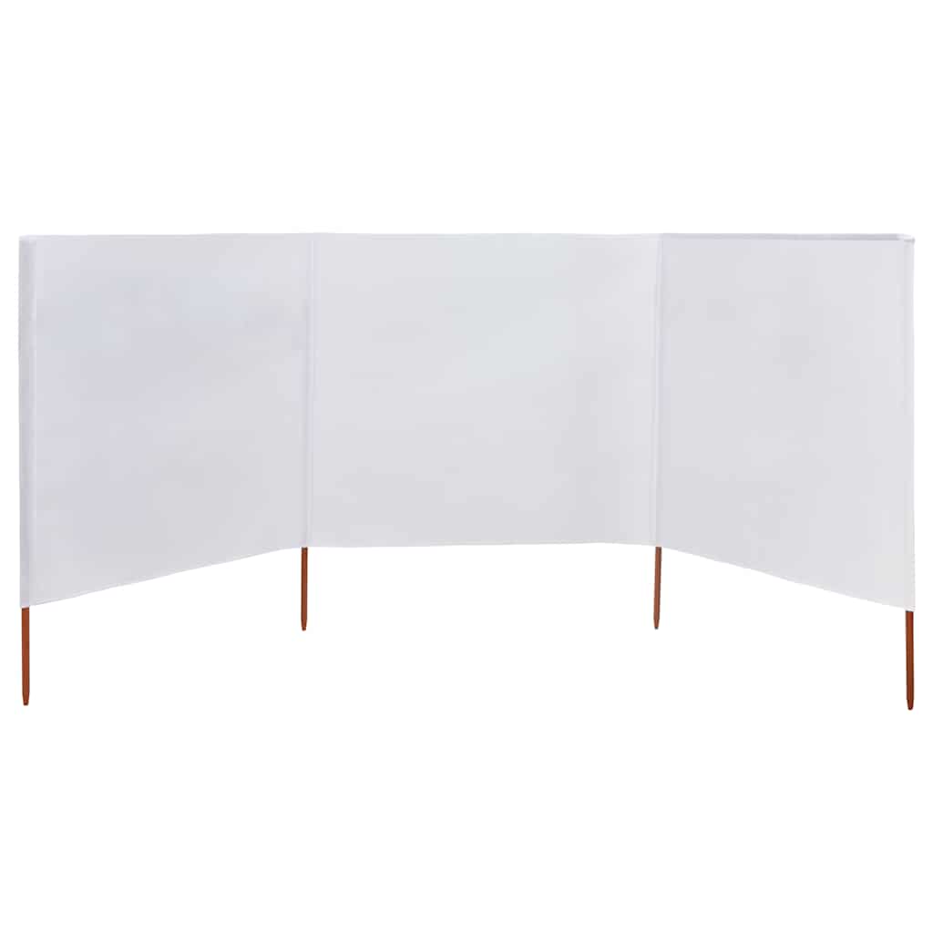 Vjetrobran s 3 panela od tkanine 400 x 80 cm pješčano bijeli