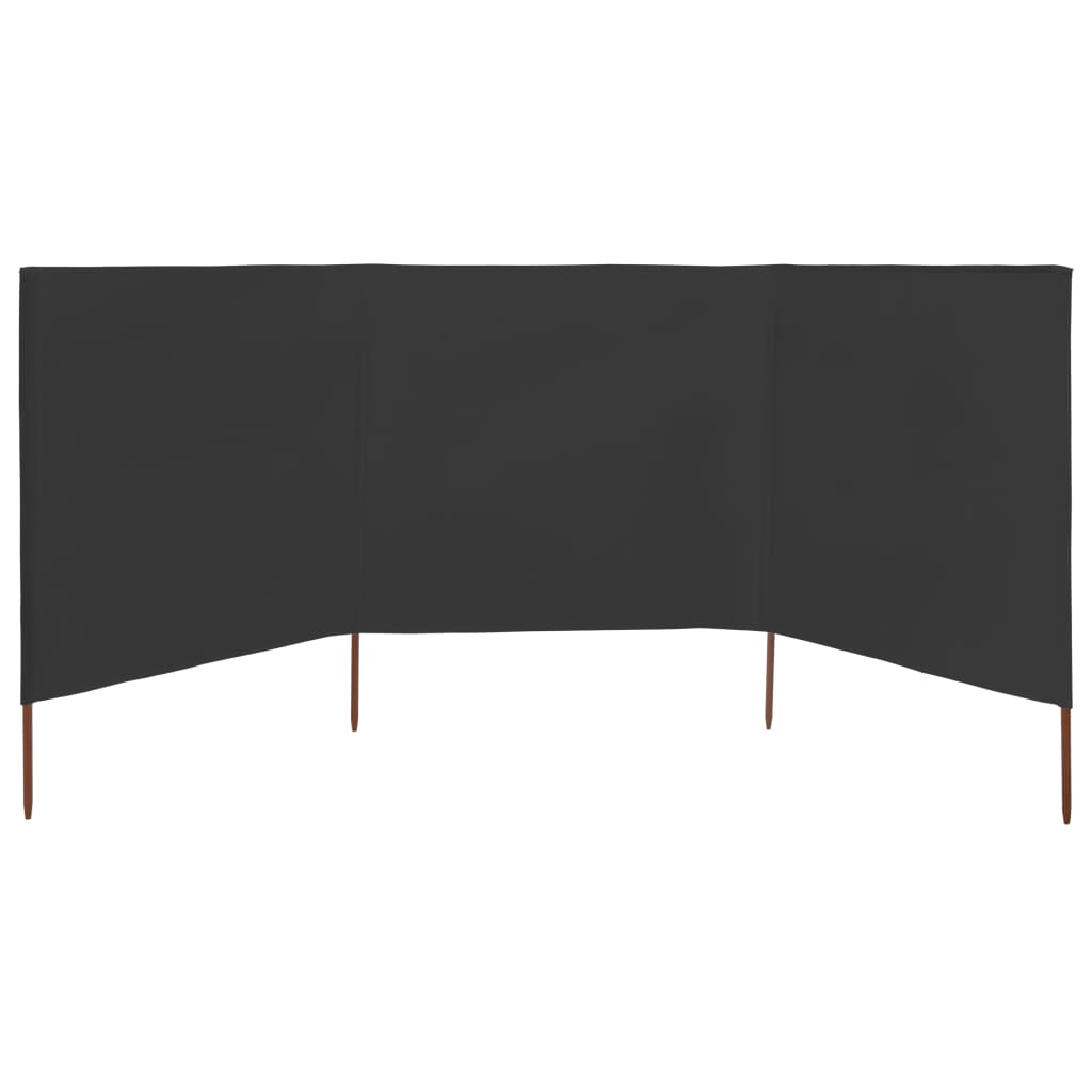 Vjetrobran s 3 panela od tkanine 400 x 80 cm antracit