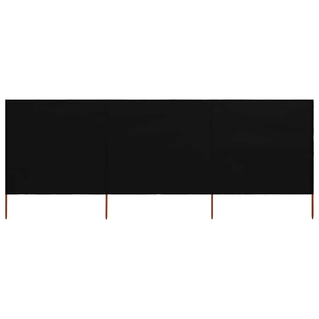 Vjetrobran s 3 panela od tkanine 400 x 120 cm crni