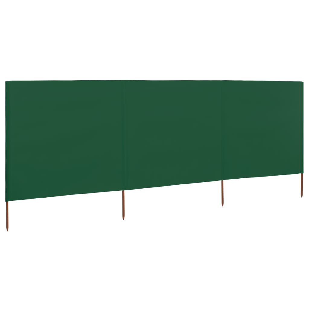 Vjetrobran s 3 panela od tkanine 400 x 160 cm zeleni