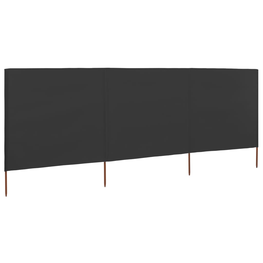 Vjetrobran s 3 panela od tkanine 400 x 160 cm antracit