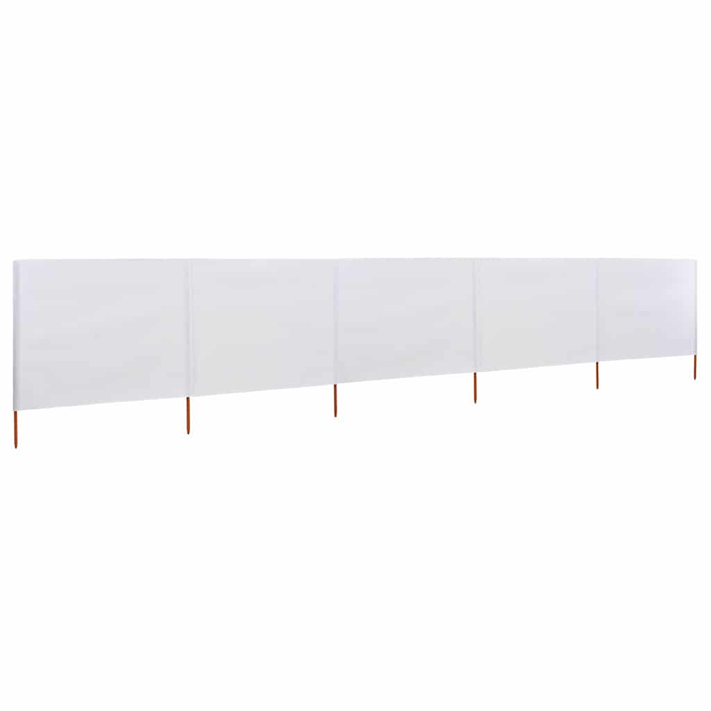 Vjetrobran s 5 panela od tkanine 600 x 160 cm pješčano bijeli
