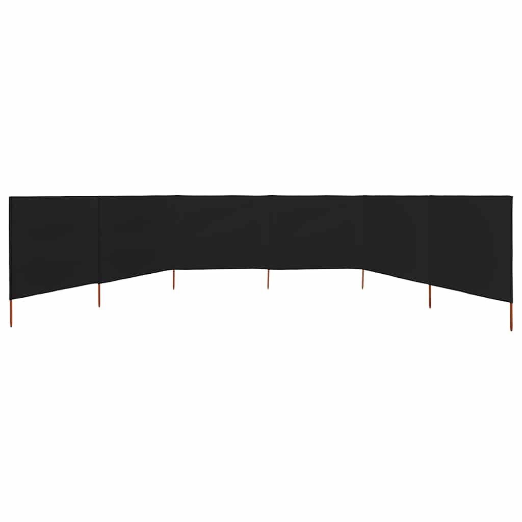 Vjetrobran sa 6 panela od tkanine 800 x 160 cm crni