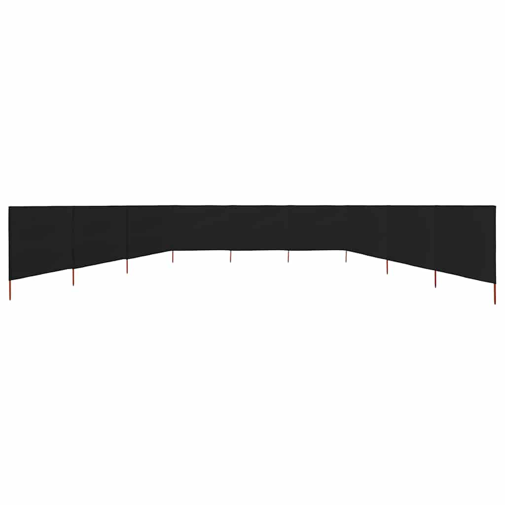 Vjetrobran s 9 panela od tkanine 1200 x 80 cm crni