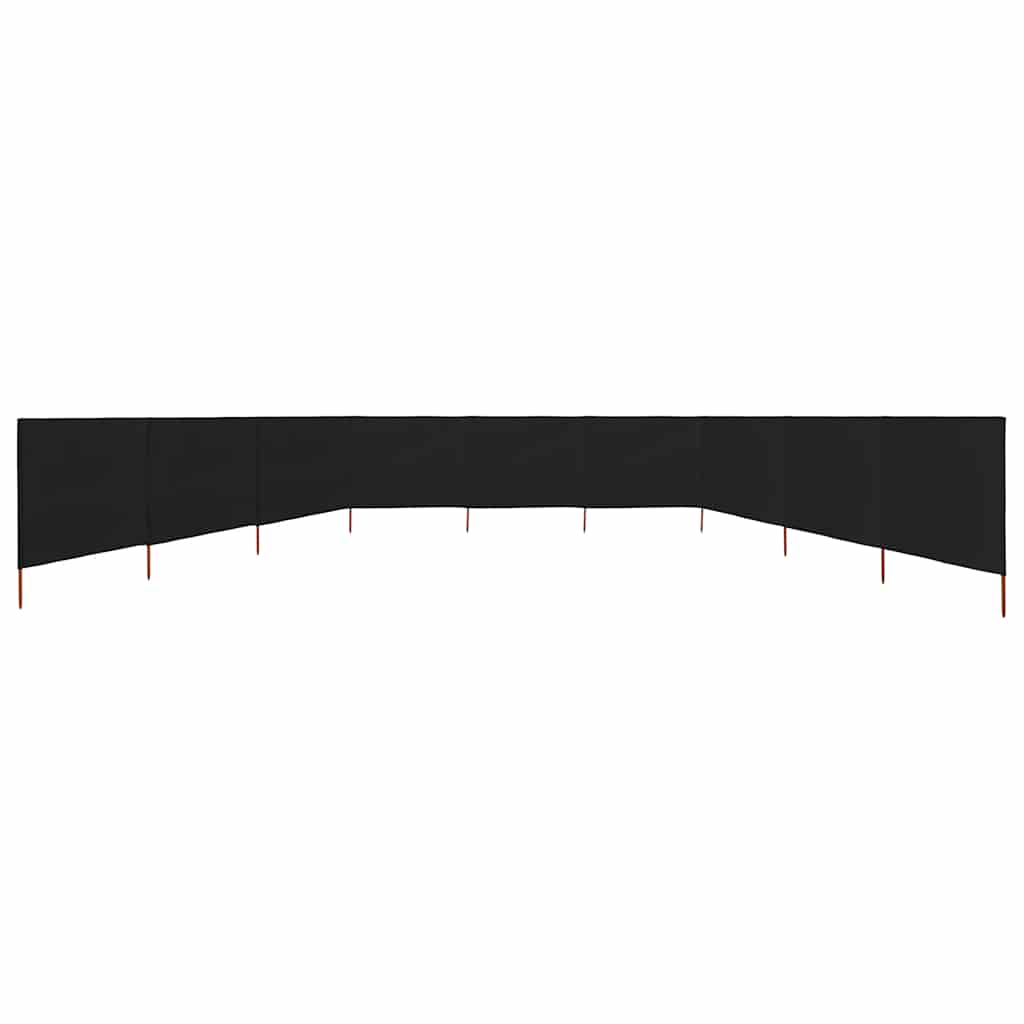 Vjetrobran s 9 panela od tkanine 1200 x 120 cm crni