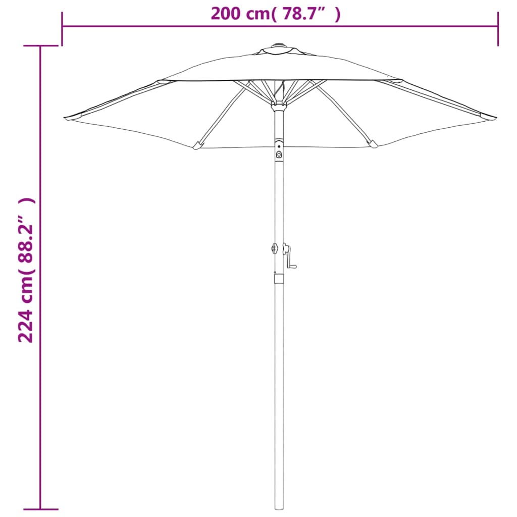 Suncobran plavi 200 x 224 cm aluminijski