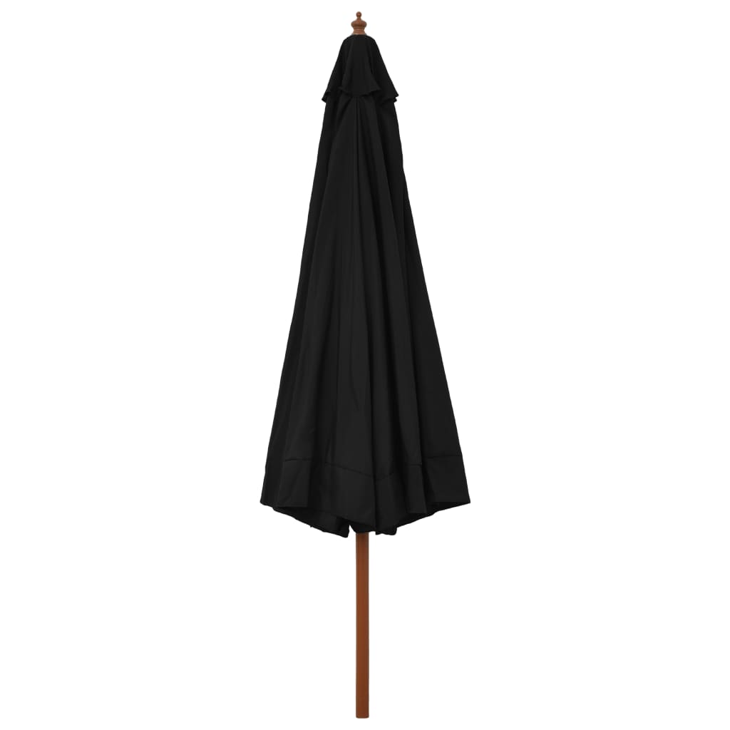 Vrtni suncobran s drvenom šipkom 330 cm crni