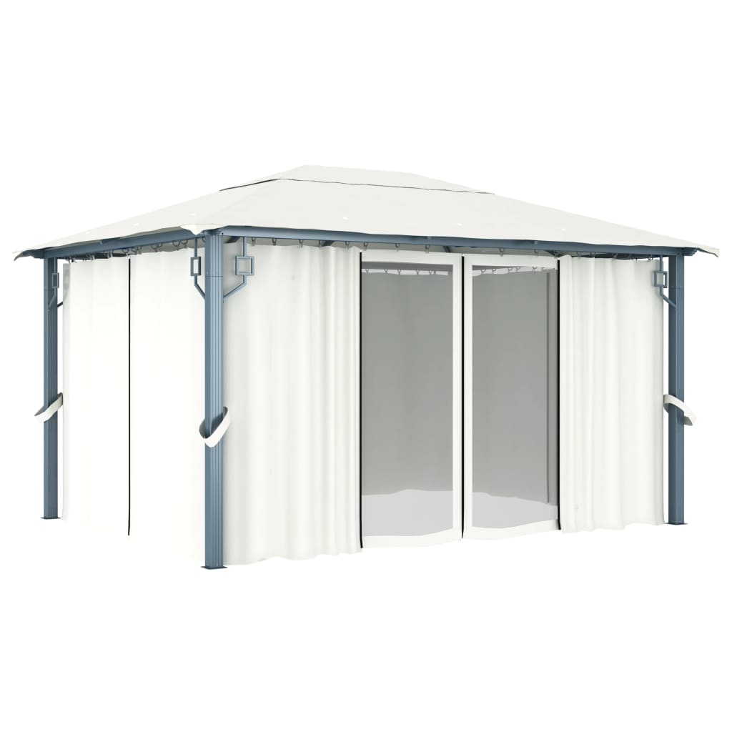 Sjenica sa zastorom 400 x 300 cm krem aluminijum