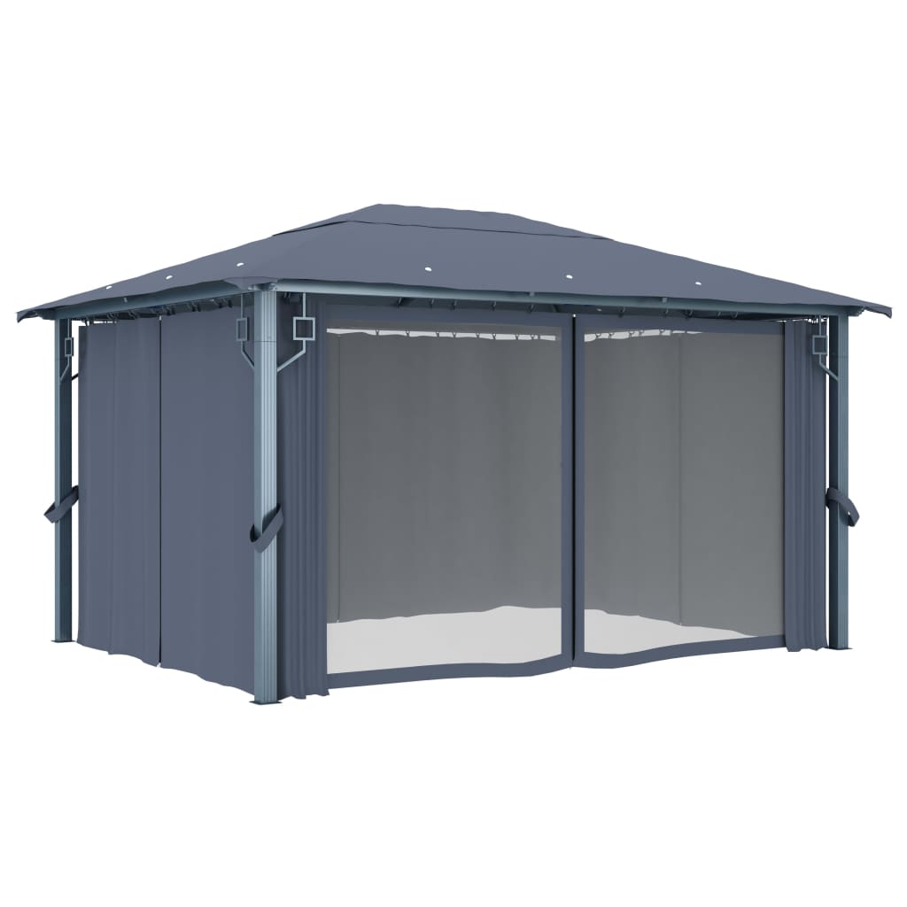Sjenica sa zastorom 400 x 300 cm antracit aluminijum